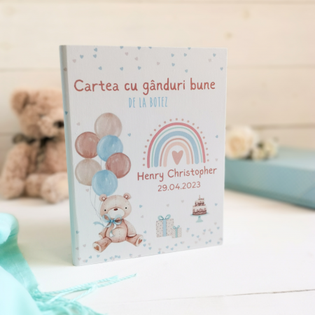Guestbook - Teddy Bear Albastru - Guestbook personalizat | Cartea cu ganduri bune