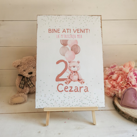Accesorii prima aniversare - Teddy Bear | Panou bine ati venit | Welcoming Board