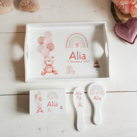 Teddy Bear - Set prima aniversare | tava mot, cutiuta mot, perie si oglinda [1]