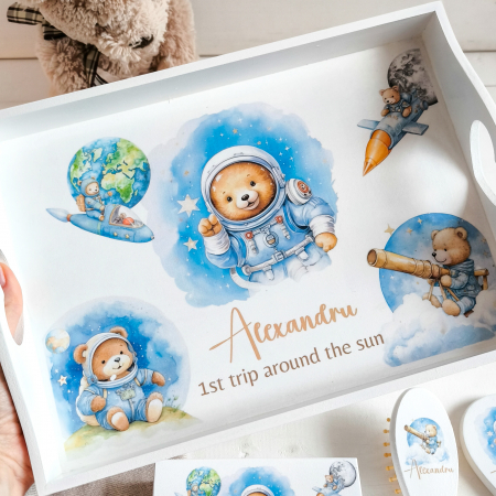 Teddy Space Trip -  Tavita Mot Personalizata | Set prima aniversare [1]
