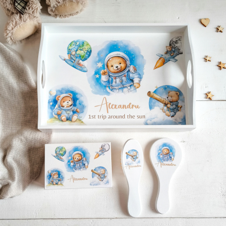 Teddy Bear - Teddy Space Trip -  Tavita Mot Personalizata | Set prima aniversare
