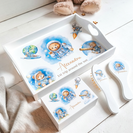 Teddy Space Trip -  Tavita Mot Personalizata | Set prima aniversare [3]