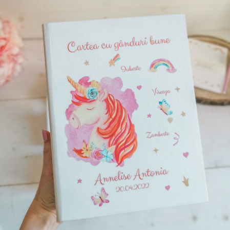Guestbook - Unicorn Guestbook personalizat - Carte cu ganduri bune