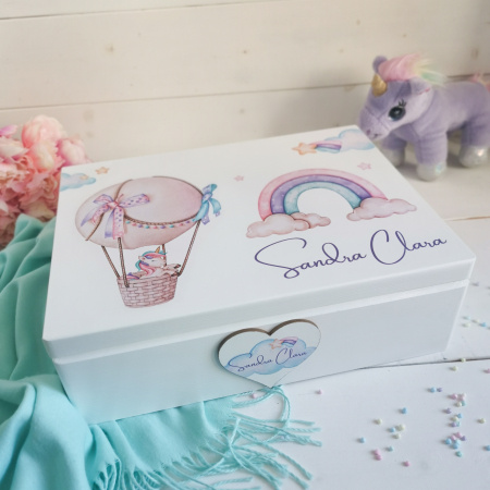 Unicornul Magic - Cutie personalizata trusou botez | Cutie de pastrat amintiri [1]