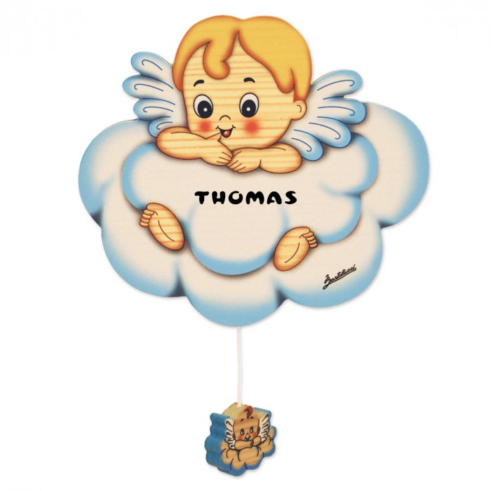 Cutiuta muzicala de perete mica din lemn Bartolucci- Ingeras Albastru [2]