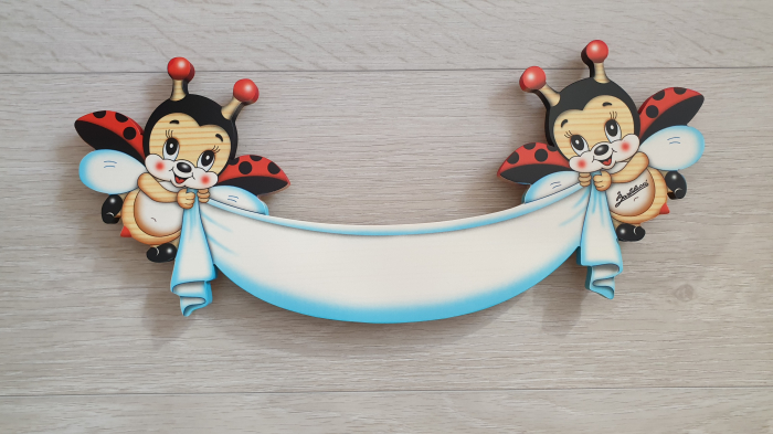 Placuta nume Gargarite Zburatoare Albastre din lemn Bartolucci [2]