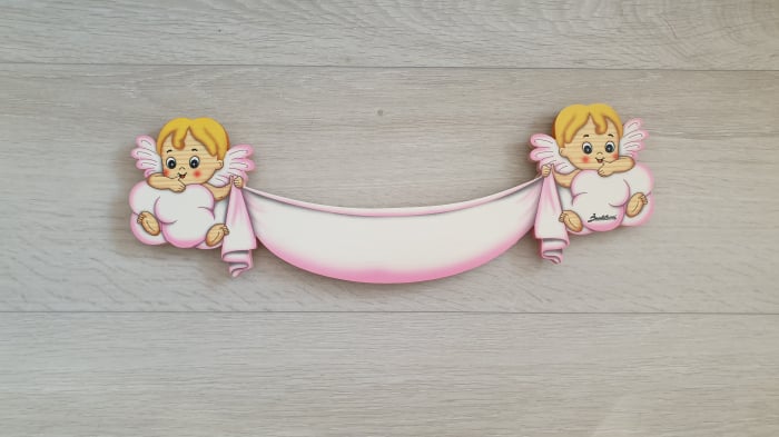 Placuta nume Ingerasi Roz din lemn Bartolucci [3]