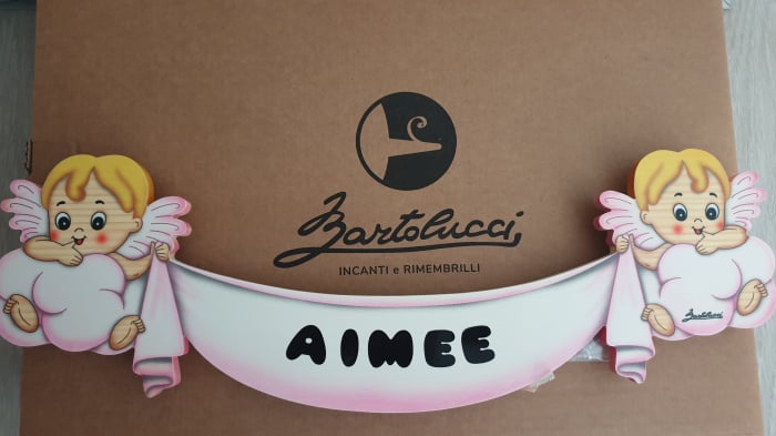 Placuta nume Ingerasi Roz din lemn Bartolucci [2]