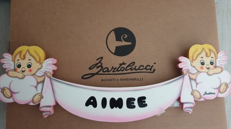 Placuta nume Ingerasi Roz din lemn Bartolucci [1]