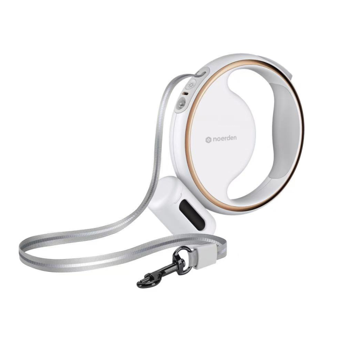 Lesa caine retractabila Noerden Lumi Leash  lumina led, compartiment pentru punga, alb [1]
