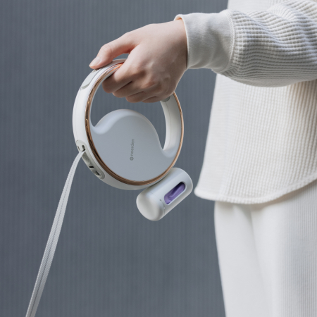 Lesa caine retractabila Noerden Lumi Leash  lumina led, compartiment pentru punga, alb [2]