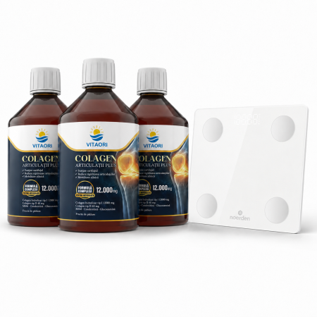 Cantare smart - Pachet 3 X Colagen VitaOri Articulatii Plus - Colagen lichid concentrat, 12.000mg colagen tip 1 si 40mg colagen tip 2. Flacon 500ml. Sustine sanatatea articulatiilor, reducerea inflamatiilor si durerii reumatice, refacerea muschilor si ligamentelor