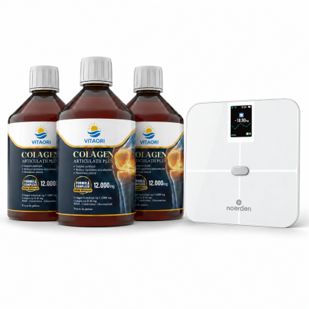 Cantare smart - Pachet 3 X Colagen VitaOri Articulatii Plus - Colagen lichid concentrat, 12.000mg colagen tip 1 si 40mg colagen tip 2. Flacon 500ml. Sustine sanatatea articulatiilor, reducerea inflamatiilor si durerii reumatice, refacerea muschilor si ligamentelor