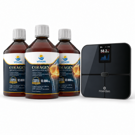 Cantare smart - Pachet 3 X Colagen VitaOri Articulatii Plus - Colagen lichid concentrat, 12.000mg colagen tip 1 si 40mg colagen tip 2. Flacon 500ml. Sustine sanatatea articulatiilor, reducerea inflamatiilor si durerii reumatice, refacerea muschilor si ligamentelor