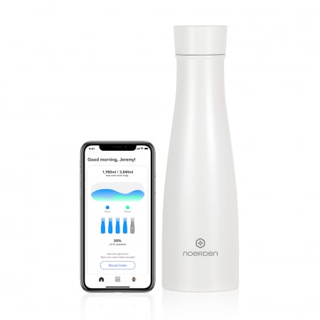 Sticla reutilizabila termos Noerden LIZ Smart Antibacteriană cu sterilizare UV 480ml, 480 ml, Albă