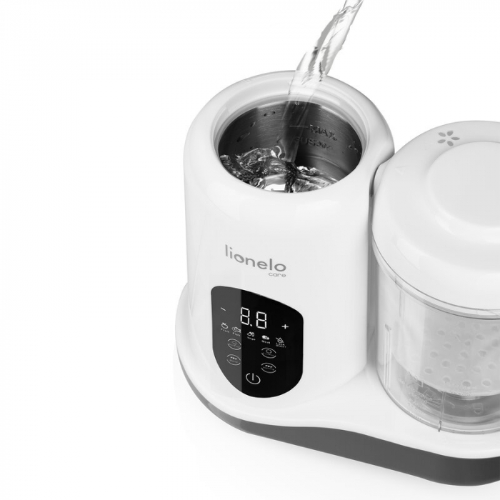 Aparat de gatit, Lionelo, BabyMenu, 5 in 1, Cu functii de gatire la abur, dezghetare, amestecare, incalzire si sterilizare, Cu recipient din tritan, Include meniu cu retete, Personalizare setari, Alb [13]