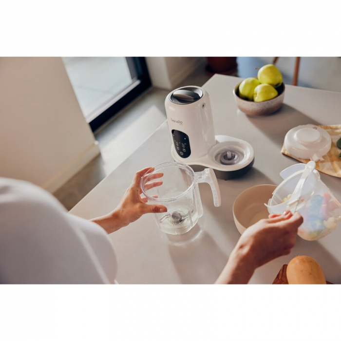 Aparat de gatit, Lionelo, BabyMenu, 5 in 1, Cu functii de gatire la abur, dezghetare, amestecare, incalzire si sterilizare, Cu recipient din tritan, Include meniu cu retete, Personalizare setari, Alb [25]