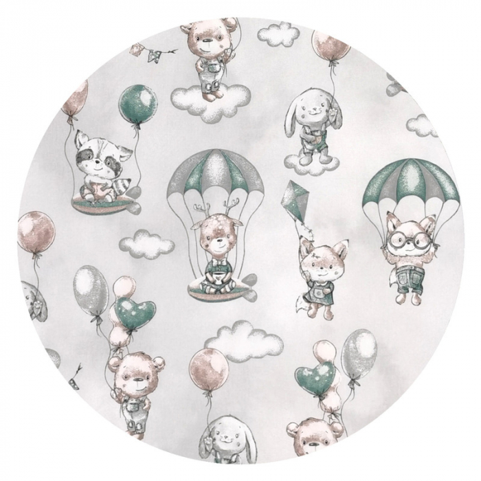 Aparatoare pentru patut, MimiNu, Cu 6 pernute, Cu fermoar, Cu husa lavabila, Pentru patut 120X60 cm, Din bumbac si tesatura pufoasa Minky, Materiale certificate Oeko Tex Standard 100, Minky Parachutes [2]