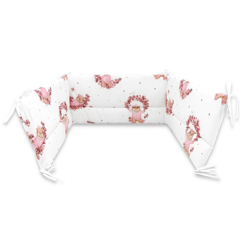 Aparatoare pentru patut, MimiNu, Din bumbac certificat Oeko Tex Standard 100, 180x30 cm, Cu panglici, Design, Betty [1]