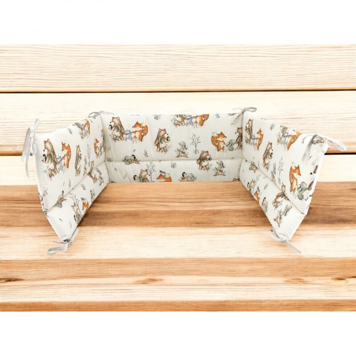 Aparatoare pentru patut, MimiNu, Din bumbac certificat Oeko Tex Standard 100, 180x30 cm, Cu panglici, Design, Time for fun [2]