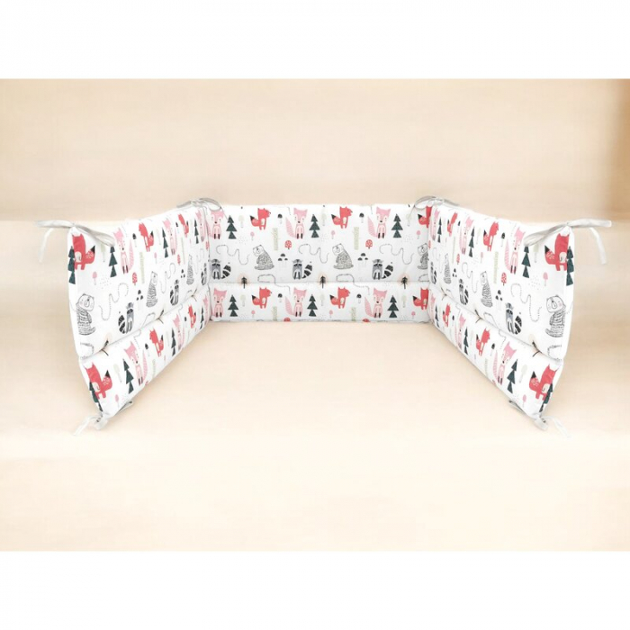 Aparatoare pentru patut, MimiNu, Din bumbac certificat Oeko Tex Standard 100, 180x30 cm, Cu panglici, Fox [2]