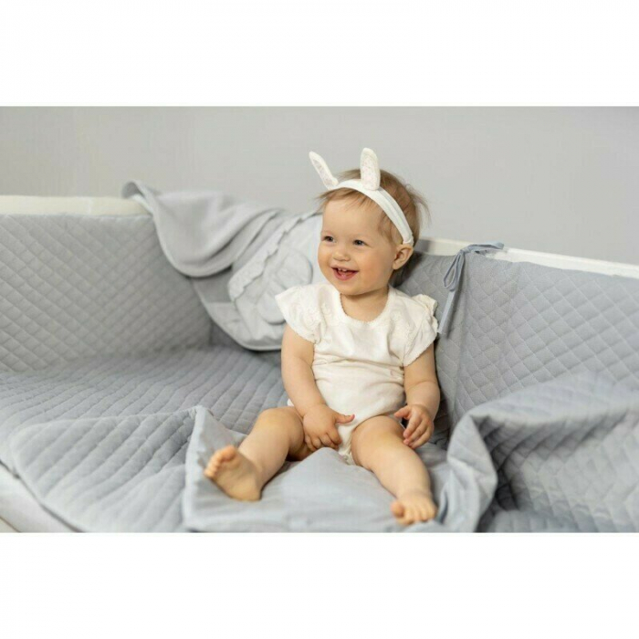 Aparatoare pentru patut, MimiNu, Matlasata, Din catifea moale, Cu fermoar, Cu husa detasabila si lavabila, Materiale certificate Oeko Tex Standard 100, 180x30 cm, Blue [2]