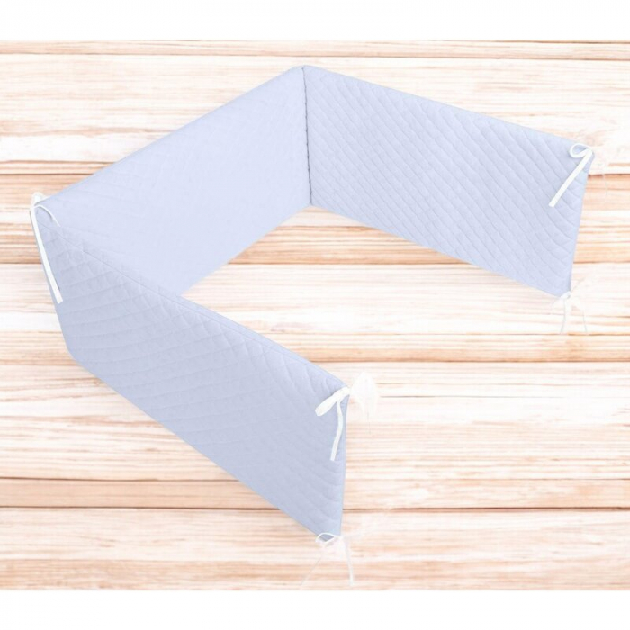 Aparatoare pentru patut, MimiNu, Matlasata, Din catifea moale, Cu fermoar, Cu husa detasabila si lavabila, Materiale certificate Oeko Tex Standard 100, 180x30 cm, Blue [3]