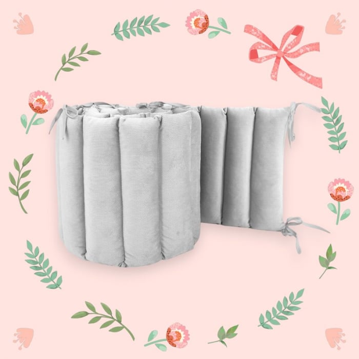 Aparatoare pentru patut, MimiNu, Tip panou, Pentru patut, Lungime 180 cm, Din catifea, Grey [3]