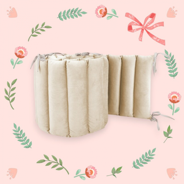 Aparatoare pentru patut, MimiNu, Tip panou, Pentru patut, Lungime 180 cm, Din catifea, Nugat [3]