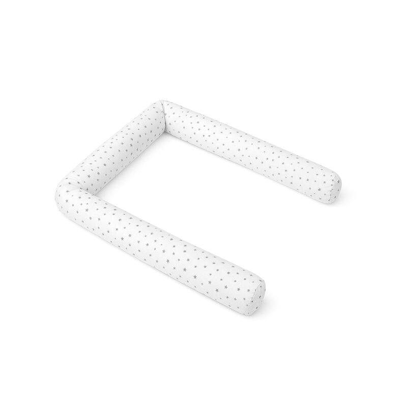 Aparatoare pentru patut, MimiNu, Tip rulou, Cu husa detasabila, Lungime 180 cm, Din bumbac certificat Oeko Tex Standard 100, Mini Gray Stars [1]