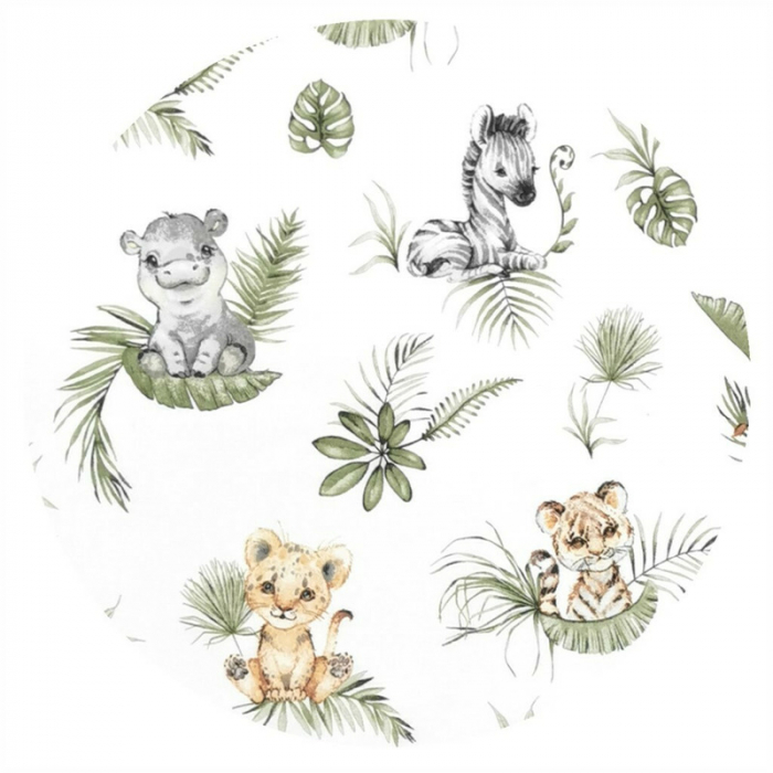 Aparatoare pentru patut, Qmini, Din bumbac certificat Oeko Tex Standard 100, 210X30 cm, Cu panglici, Safari [3]