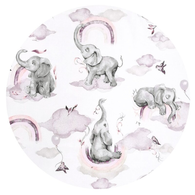 Aparatoare pentru patut, Qmini, Tip rulou, Cu husa detasabila, Lungime 180 cm, Din bumbac certificat Oeko Tex Standard 100, Elephants on Rainbow Pink [2]