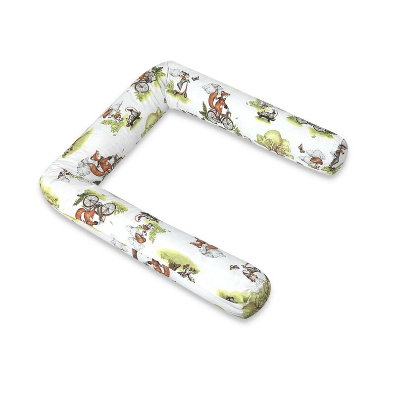 Aparatoare pentru patut, Qmini, Tip rulou, Cu husa detasabila, Lungime 180 cm, Din bumbac certificat Oeko Tex Standard 100, Fox on bikes Natural [1]