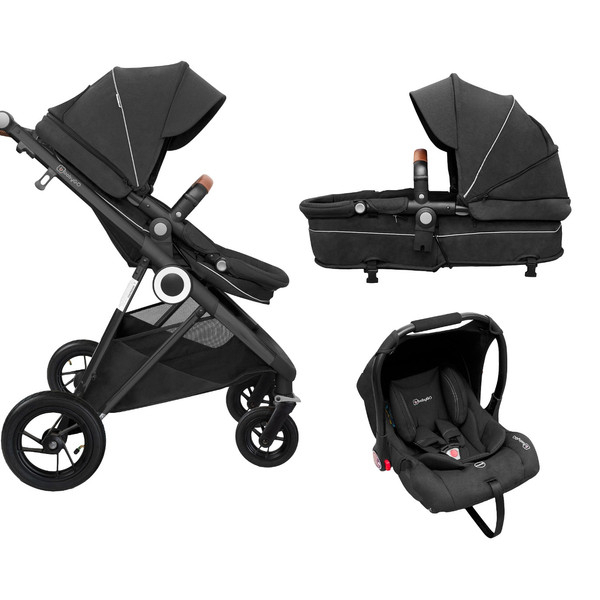 BabyGo - Carucior 3 in 1 AIR Halime black – cadru Black [5]