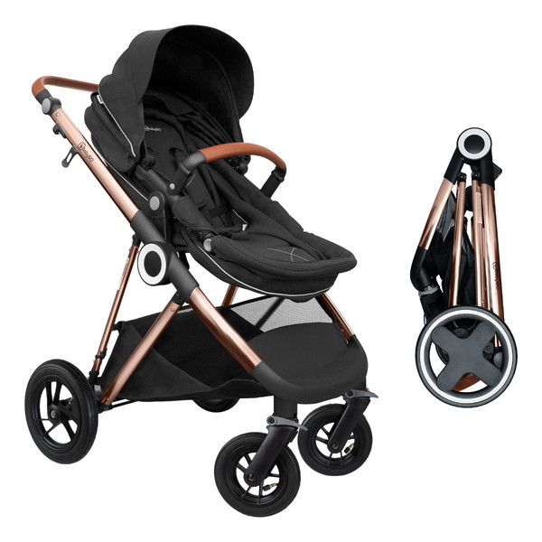 BabyGo - Carucior 3 in 1 AIR Halime black – cadru Gold [1]