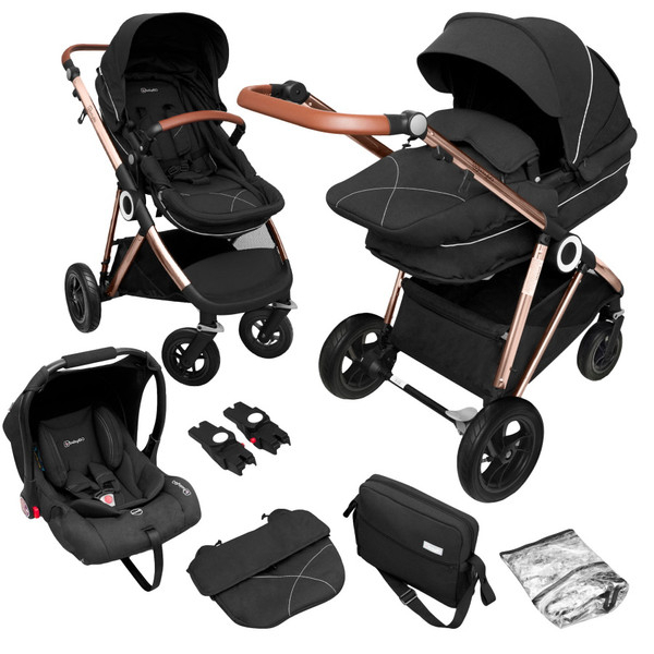 BabyGo - Carucior 3 in 1 AIR Halime black – cadru Gold [5]