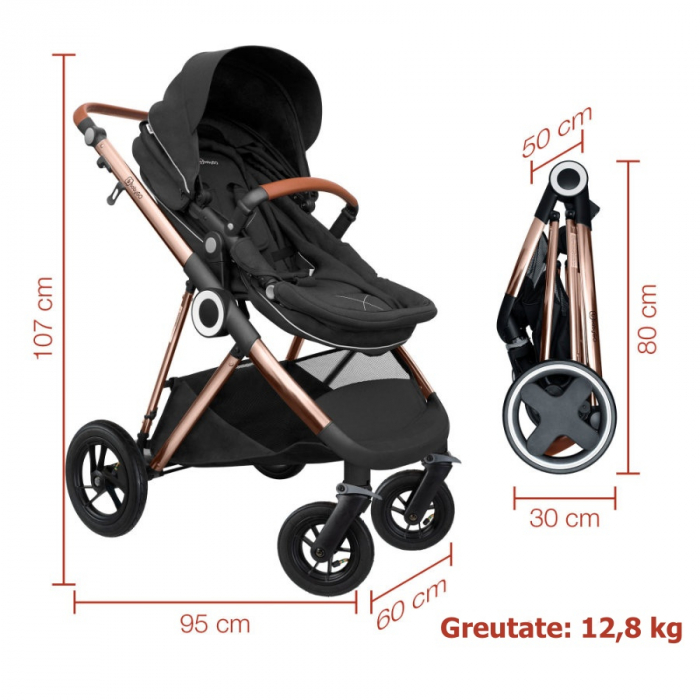 BabyGo - Carucior 3 in 1 AIR Halime black – cadru Gold [7]