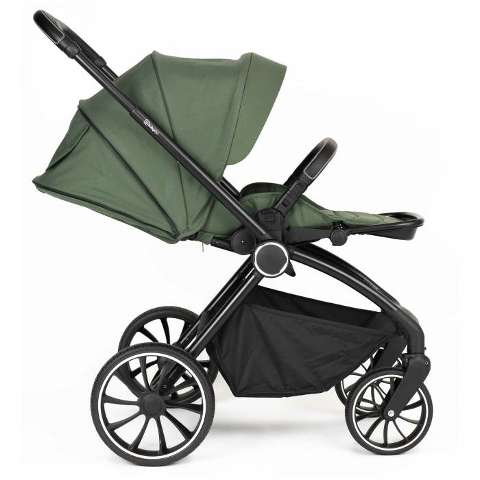 BabyGo - Carucior 3 in 1 Harmony Green cu maner reglabil pe inaltime, cadru Black [11]