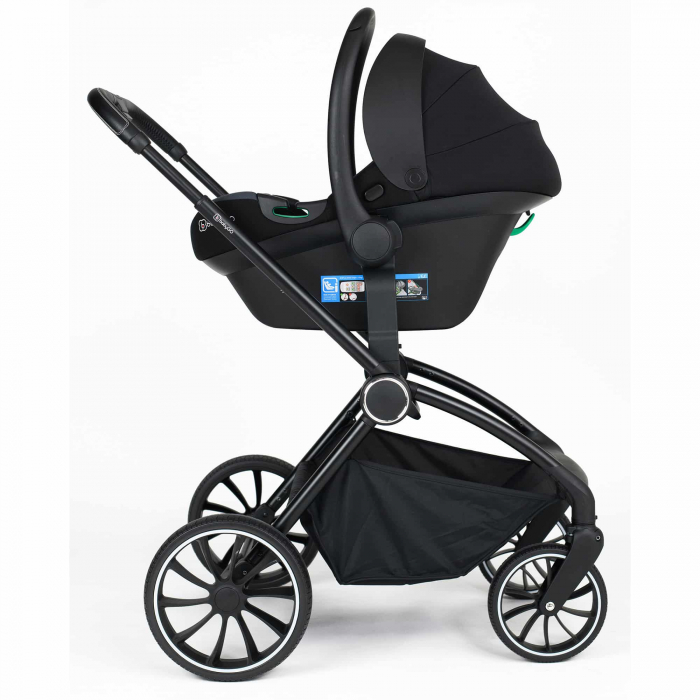 BabyGo - Carucior 3 in 1 Harmony Green cu maner reglabil pe inaltime, cadru Black [12]