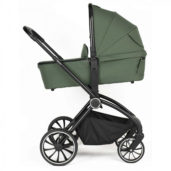 BabyGo - Carucior 3 in 1 Harmony Green cu maner reglabil pe inaltime, cadru Black [4]