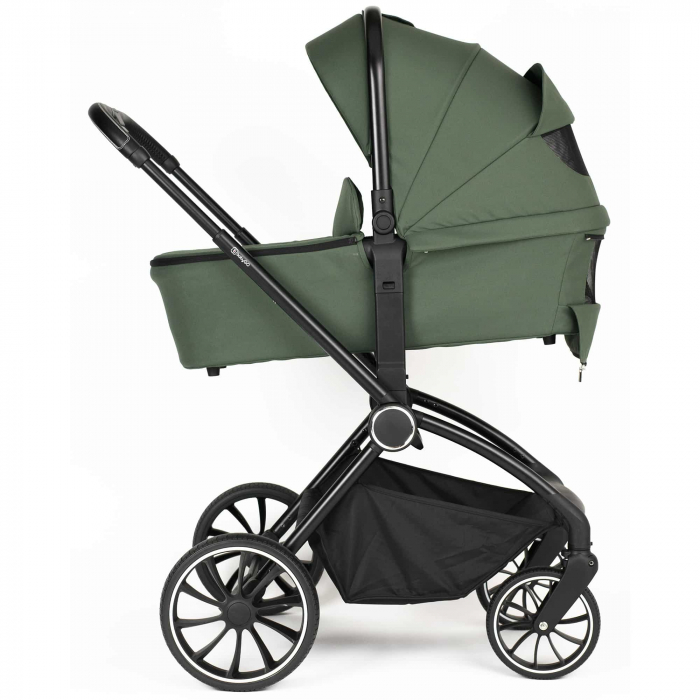 BabyGo - Carucior 3 in 1 Harmony Green cu maner reglabil pe inaltime, cadru Black [3]