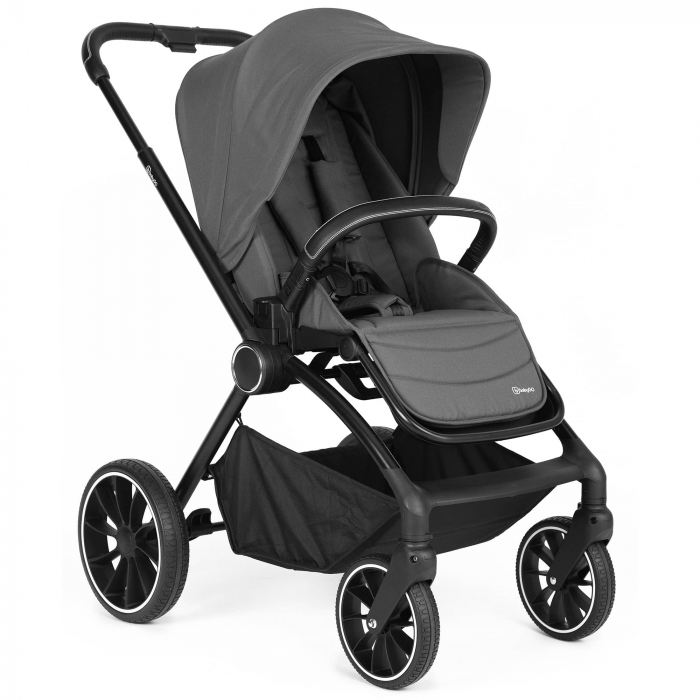 BabyGo - Carucior 3 in 1 Harmony Grey cu maner reglabil pe inaltime, cadru Black [10]