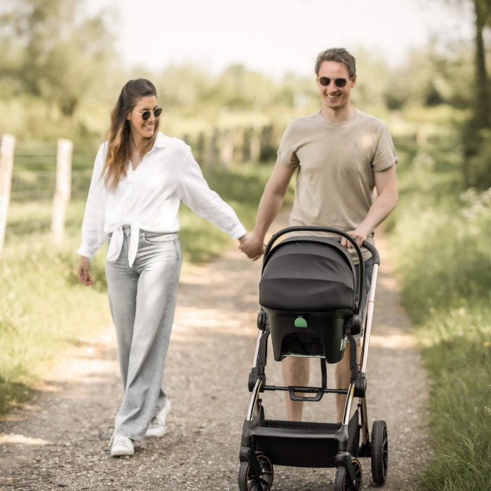 BabyGo - Carucior 3 in 1 Harmony Grey cu maner reglabil pe inaltime, cadru Black [15]