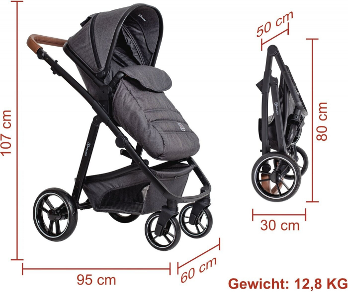 BabyGo - Carucior 3 in 1 Simplex, Grey Melange [8]