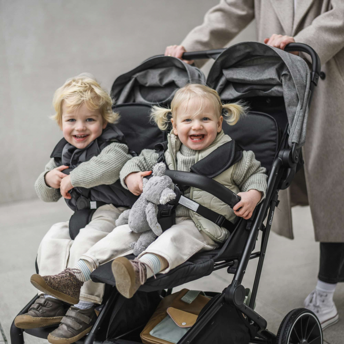 BabyGo - Carucior pliabil pentru gemeni GoTwice, Grey [14]