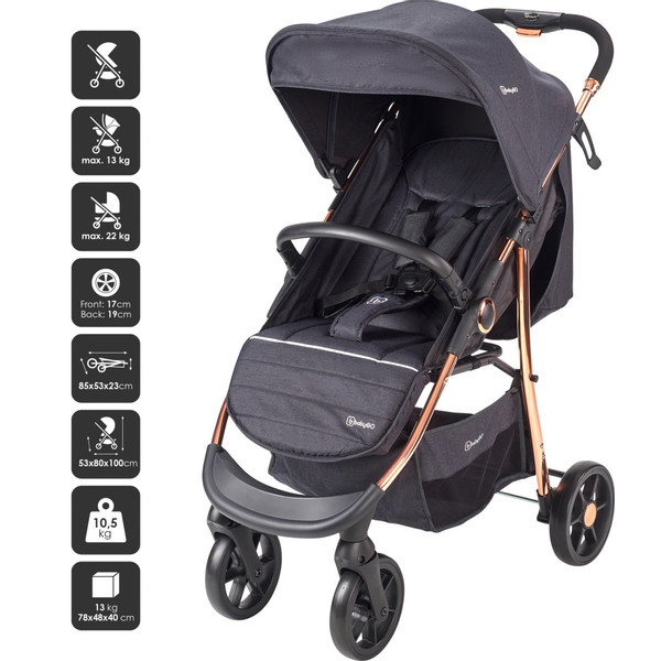 BabyGo - Carucior Style 3 in 1 Black-Rose [9]