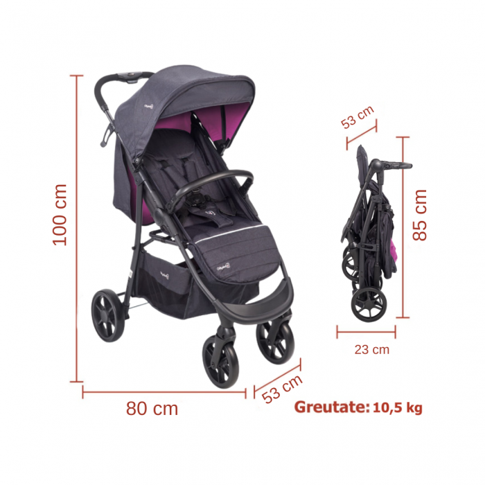 BabyGo - Carucior Style 3 in 1 Rosa [13]