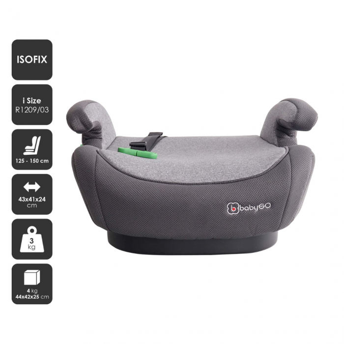 BabyGo - Scaun auto booster i-Size Bursa IV Grey, 125-150 cm, certificat R129 [2]