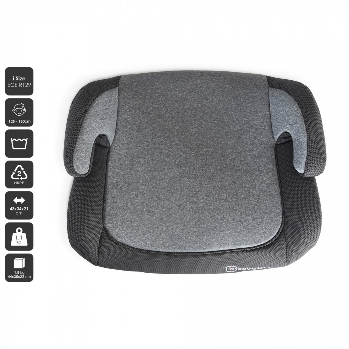 BabyGo - Scaun auto booster i-Size, Melange Gray, 125-150 cm, certificat R129 [6]