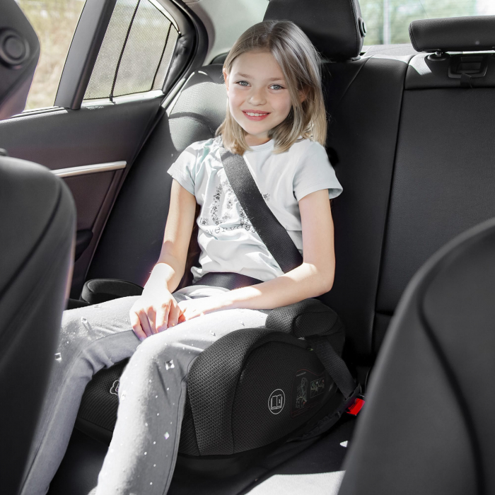 BabyGo - Scaun auto booster i-Size, Melange Gray, 125-150 cm, certificat R129 [4]